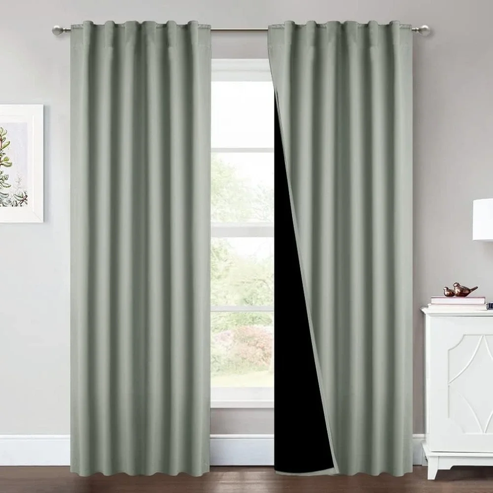 Blackout Curtain Panels - Window Treatment Room Darkening Drapes - Grey‎ Gray